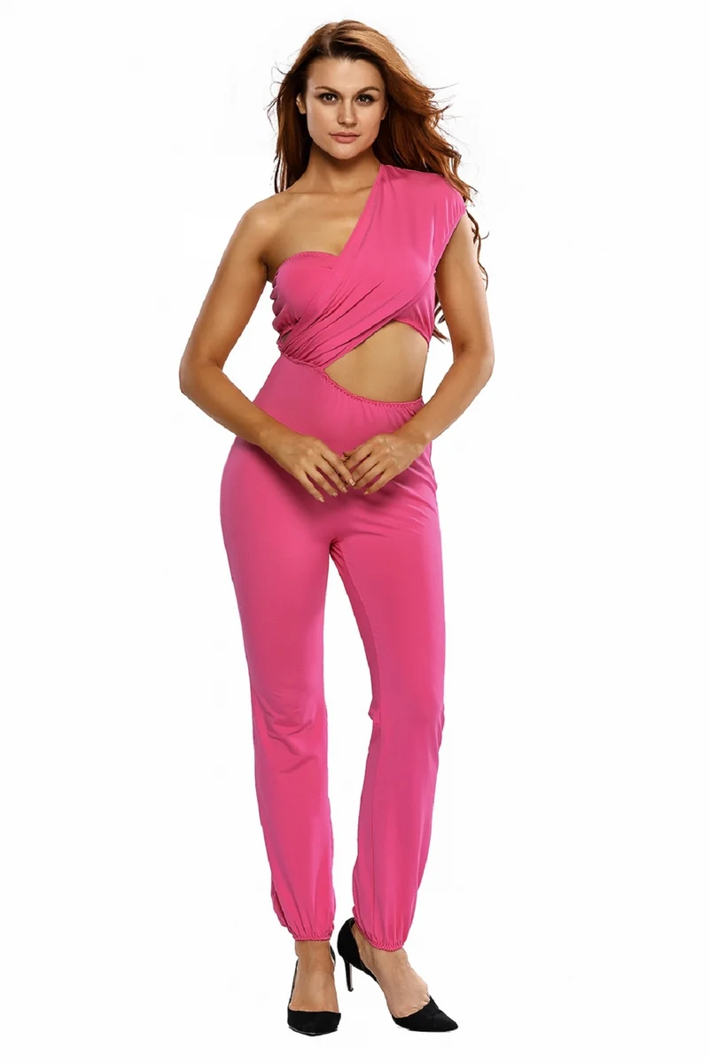 Kaamastra Bright Pink One-shoulder Jumpsuit