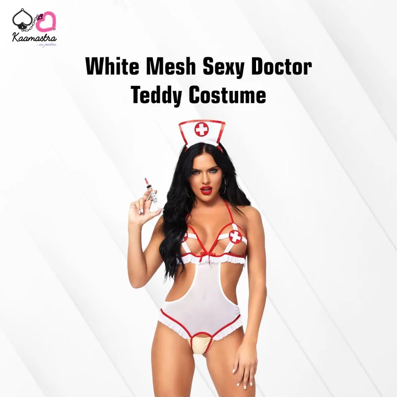 Kaamastra White Mesh Sexy Doctor Teddy Costume