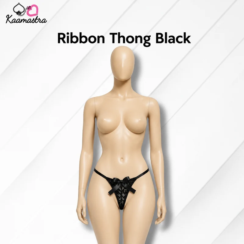 Kaamastra Ribbon Thong Black