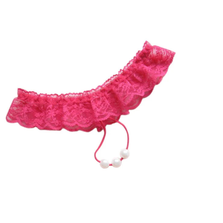 Kaamastra Lace And Pearl Crotchless Red G-String