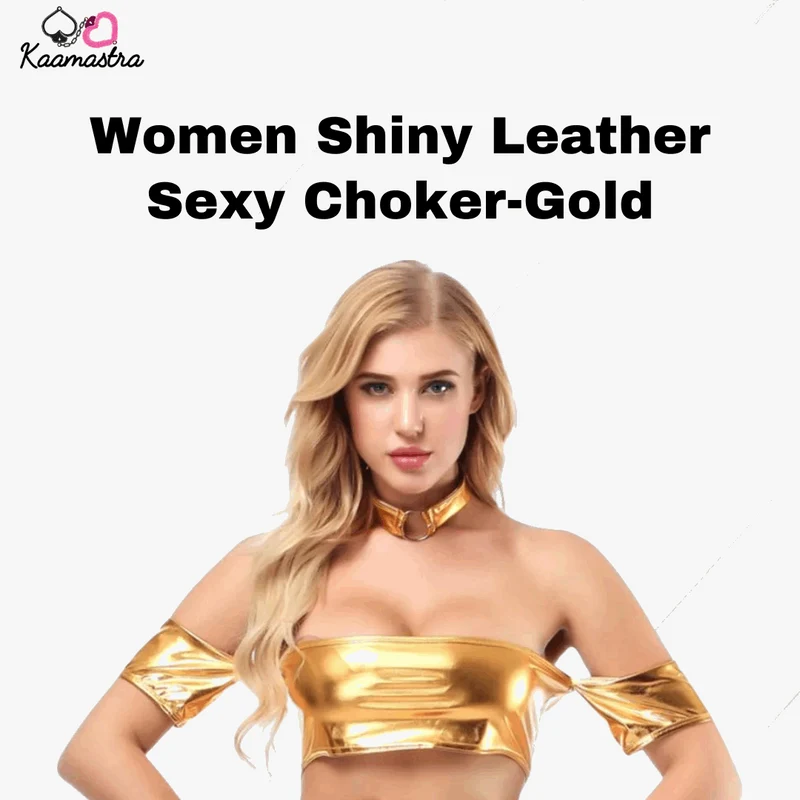 Kaamastra women Shiny Leather Sexy Choker-Gold