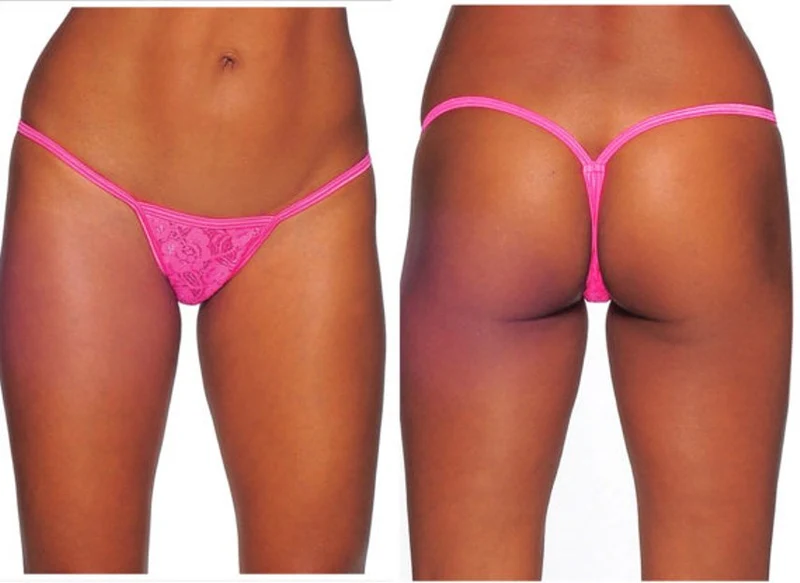 Kaamastra Sheer Floral Thong Pink And Purple