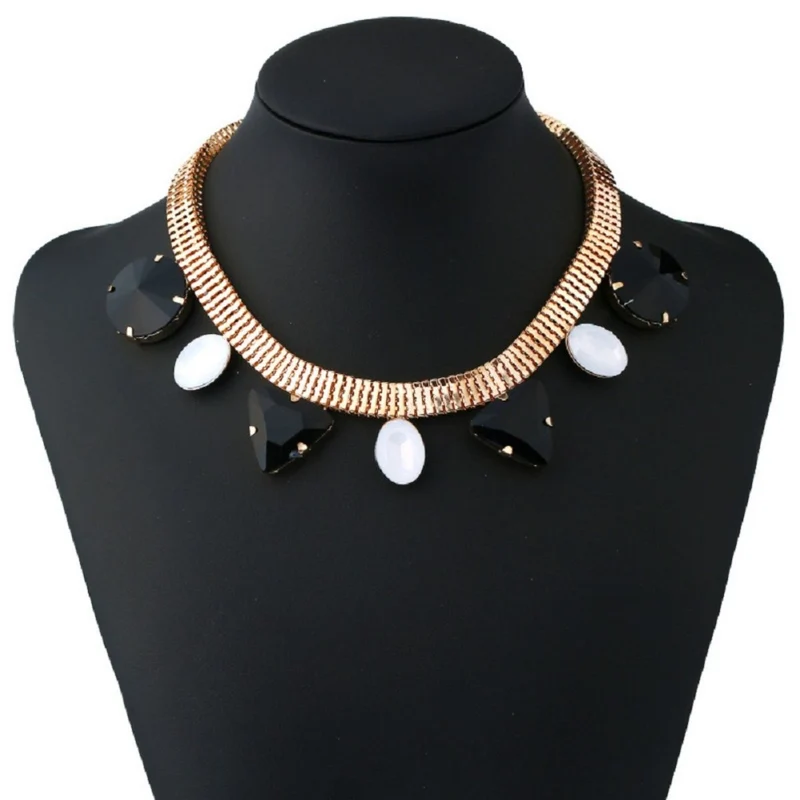 Kaamastra Geometric Triangle Gemstone Statement Necklace -Gold