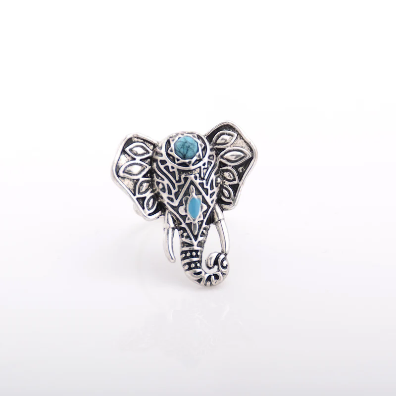 Kaamastra Silver Punk Vintage Elephant Ring
