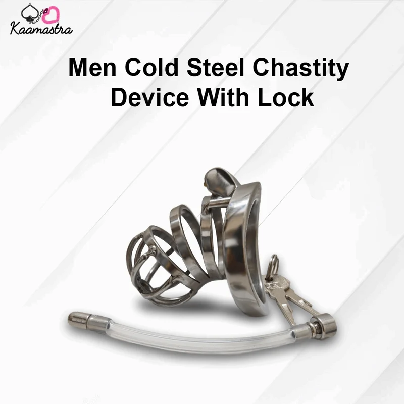 Kaamastra's Men Cold Steel Chastity Device With Lock