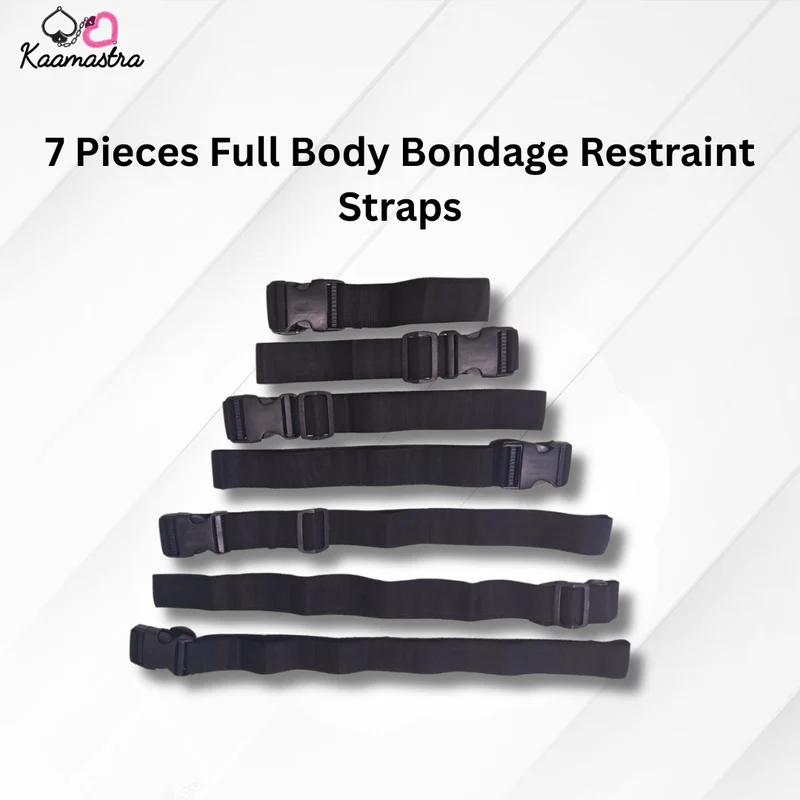 Kaamastra 7 Pieces Full Body Bondage Restraint Straps - Black