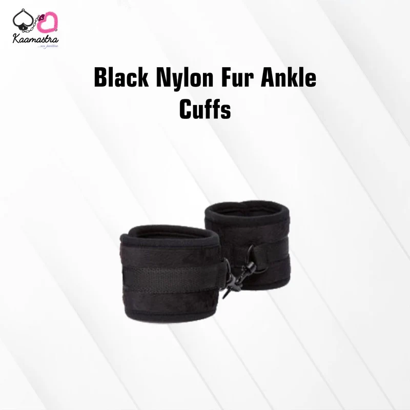 Kaamastra Black Nylon Fur Ankle cuffs