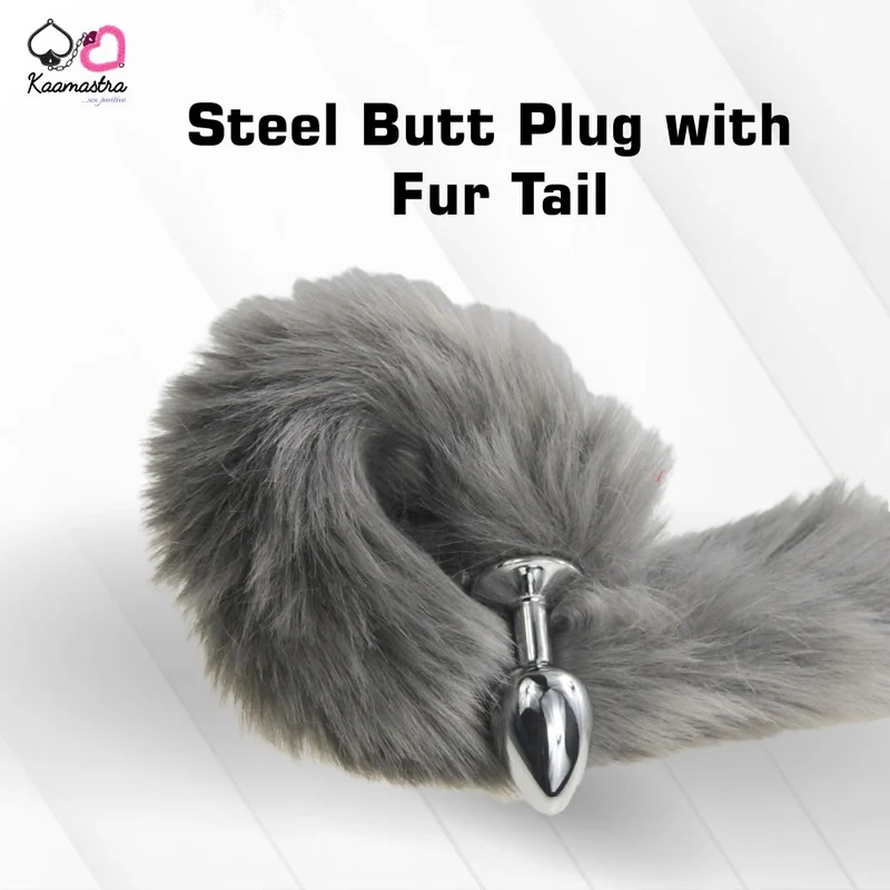 Kaamastra Steel Butt Plug with Fur Tail