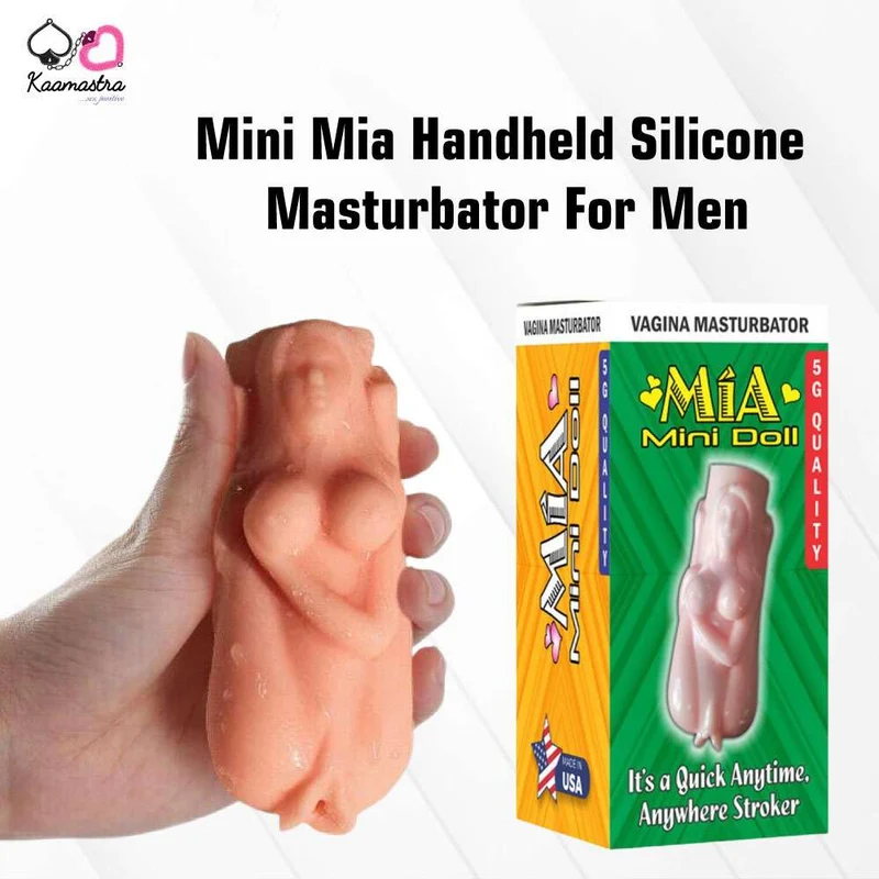 Mini Mia Handheld Silicone Masturbator For Men on Kaamastra