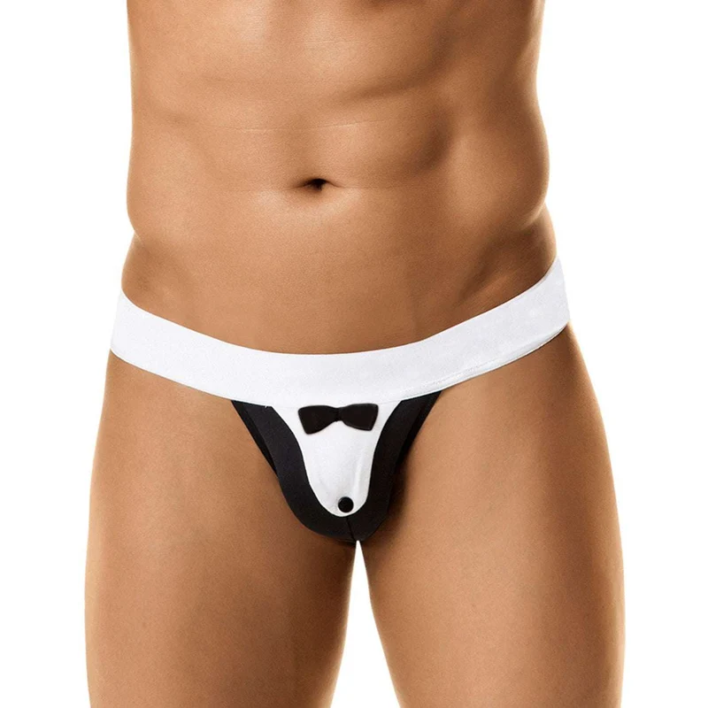 Kaamastra Black & White Bow Thong for Men